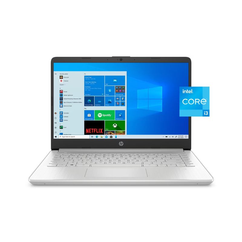 HP 14'' Business Laptop Computer, Windows 11 Home Laptop 8GB RAM 256GB SSD, Intel core i3 2-Core Processor, Intel UHD Graphics, FHD LED Display, Fingerprint Reader, Numeric Keypad, Media Card Reader, Silver